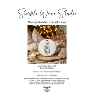 Holiday Merry Christmas Tree Peace Joy Love Counted Cross Stitch Pattern‎ Chart